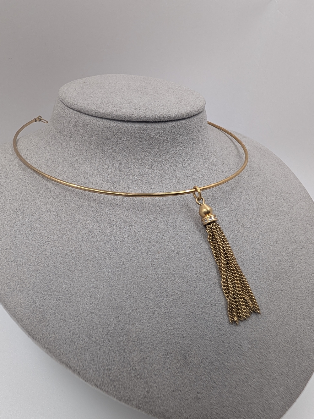 Stella & Dot Chrislen Gold Collar Choker Tassel Necklace 0630